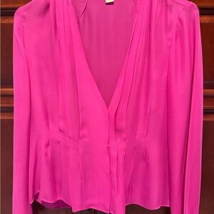 J. Crew Collection Vibrant Pink Silk Blouse